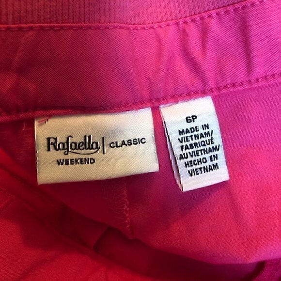 NEW NWT RAFAELLA PETITE Classic Capri Bright Hot Pink Barbie Cuffed Cotton sz 6P - Picture 4 of 7